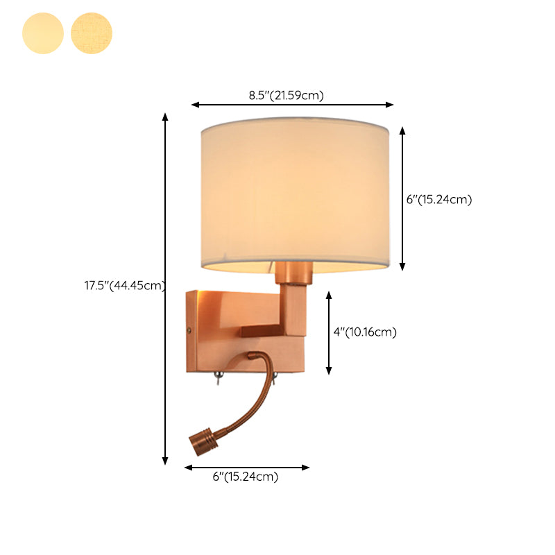 Cylinder Wall Lighting Modern Creative Fabric Wall Sconces in Gold