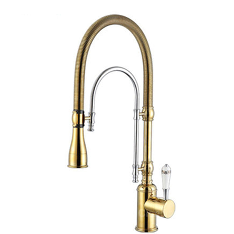 Traditional Farmhouse Spring Spout One Handle Kitchen Faucet High Arch Water Filler