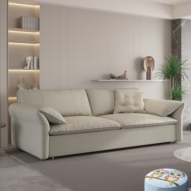 Scandinavian White Futon Sleeper Sofa Pillow Back Futon and Mattress with Storage