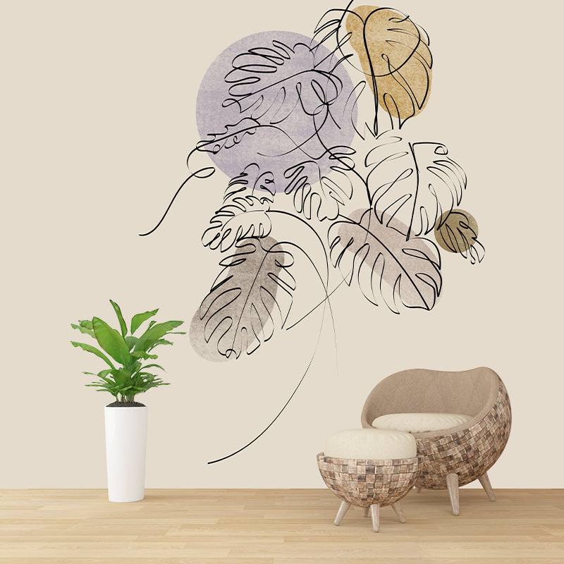 Tropical Plant Mural Wallpaper Environment Friendly Bedroom Wall Mural