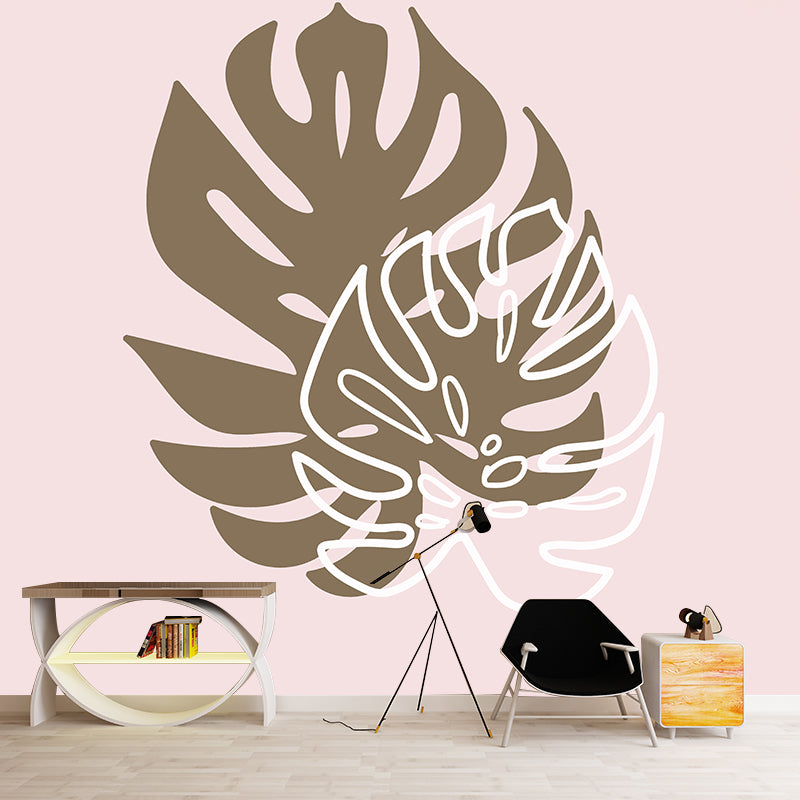 Tropical Plant Mural Wallpaper Environment Friendly Bedroom Wall Mural