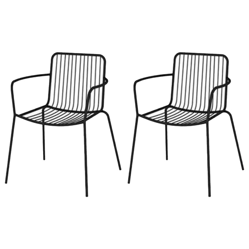 Modern Outdoors Dining Chairs Iron With Arm Stacking Patio Arm Chair