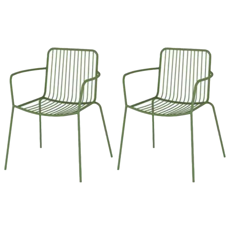 Modern Outdoors Dining Chairs Iron With Arm Stacking Patio Arm Chair