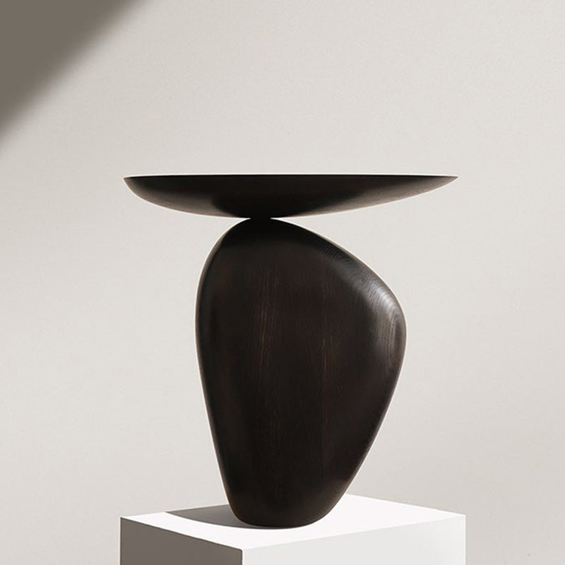 Contemporary Side End Table Oval Pedestal  Living Room Solid Wood Corner Table