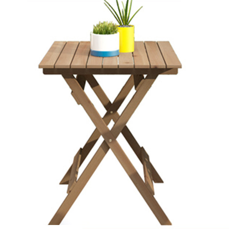 Modern Wood Patio Dining Table 1/2/3 Pieces Collapsible Dining Set for Courtyard