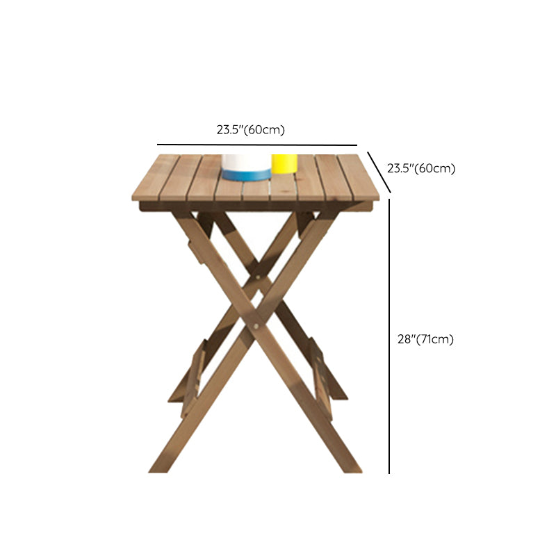 Modern Wood Patio Dining Table 1/2/3 Pieces Collapsible Dining Set for Courtyard