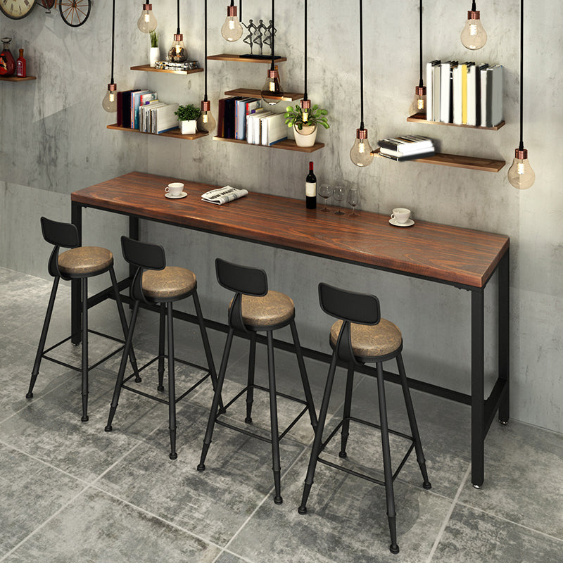 Industrial Rectangle Bar Table Set 1/2/5 Pcs Brown Wooden Bar Table Set