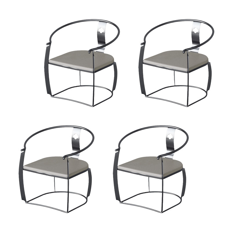 Glam Style Dining Chair Upholstered Arm Chair with Metal Base