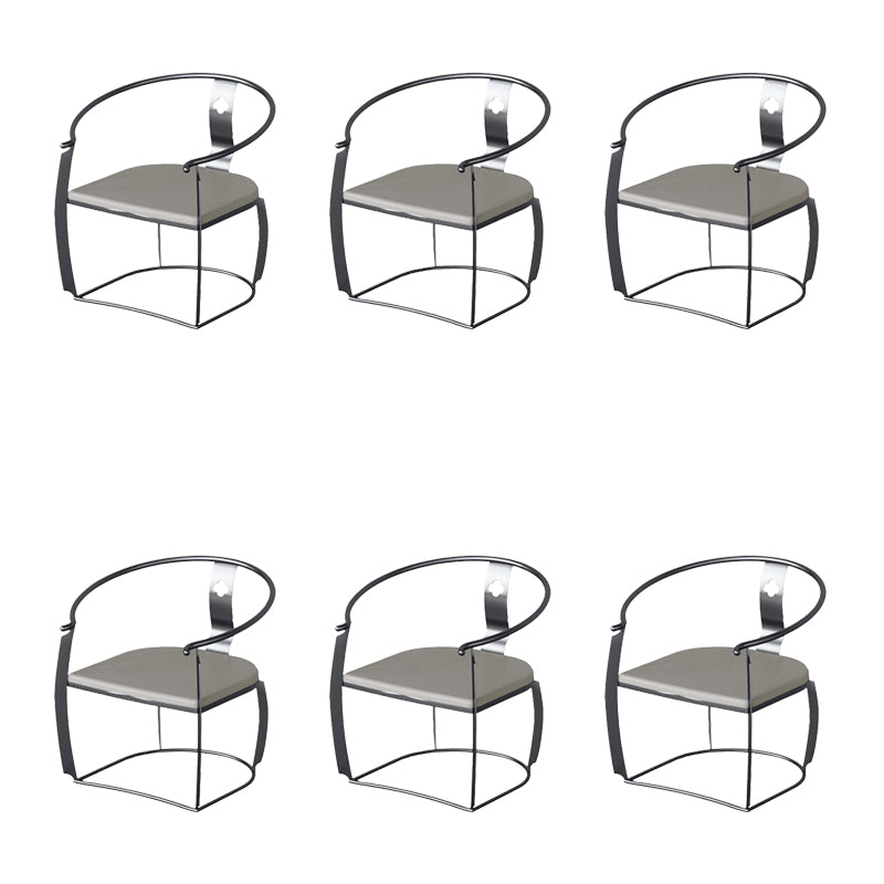Glam Style Dining Chair Upholstered Arm Chair with Metal Base