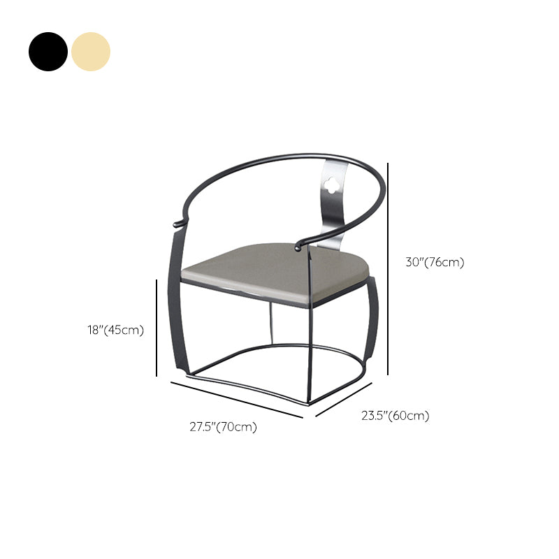 Glam Style Dining Chair Upholstered Arm Chair with Metal Base
