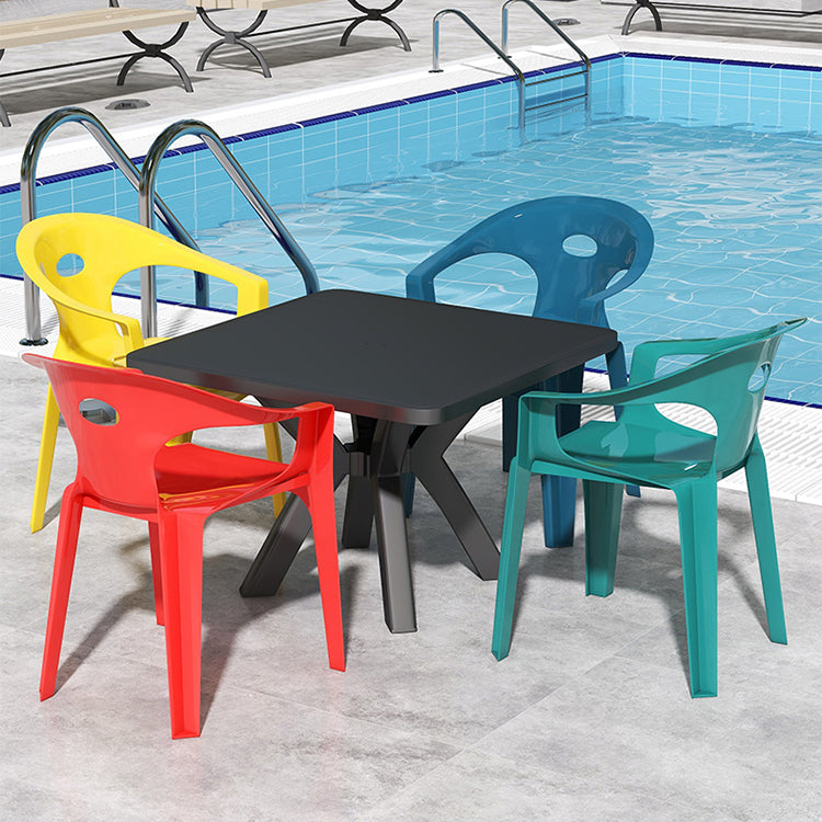 Waterproof Courtyard Table Modern Square Shape Plastic Outdoor Table