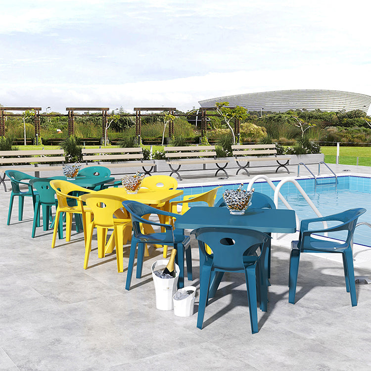 Waterproof Courtyard Table Modern Square Shape Plastic Outdoor Table
