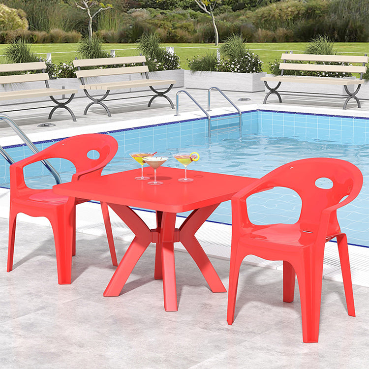 Modern Waterproof Courtyard Table Square Shape Plastic Outdoor Table