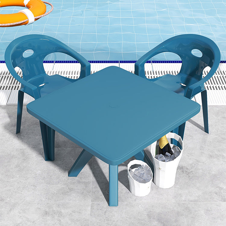 Modern Waterproof Courtyard Table Square Shape Plastic Outdoor Table