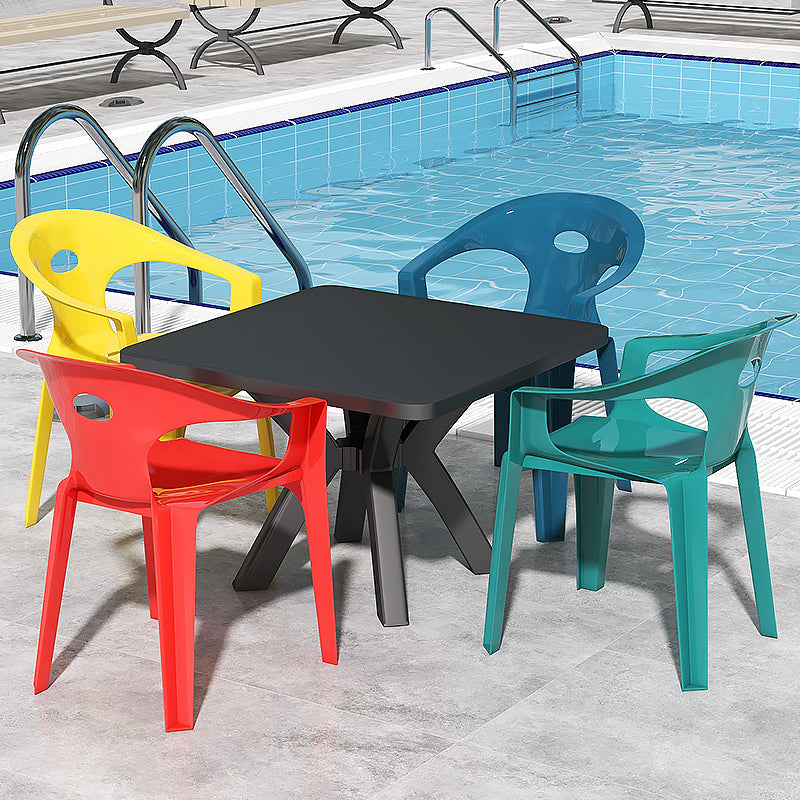 Modern Waterproof Courtyard Table Square Shape Plastic Outdoor Table