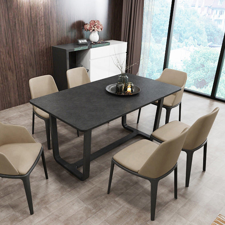 Simplicity Rectangle Dining Site Table Stone Dining Room Collection with Trestle Base