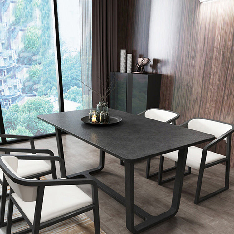 Simplicity Rectangle Dining Site Table Stone Dining Room Collection with Trestle Base