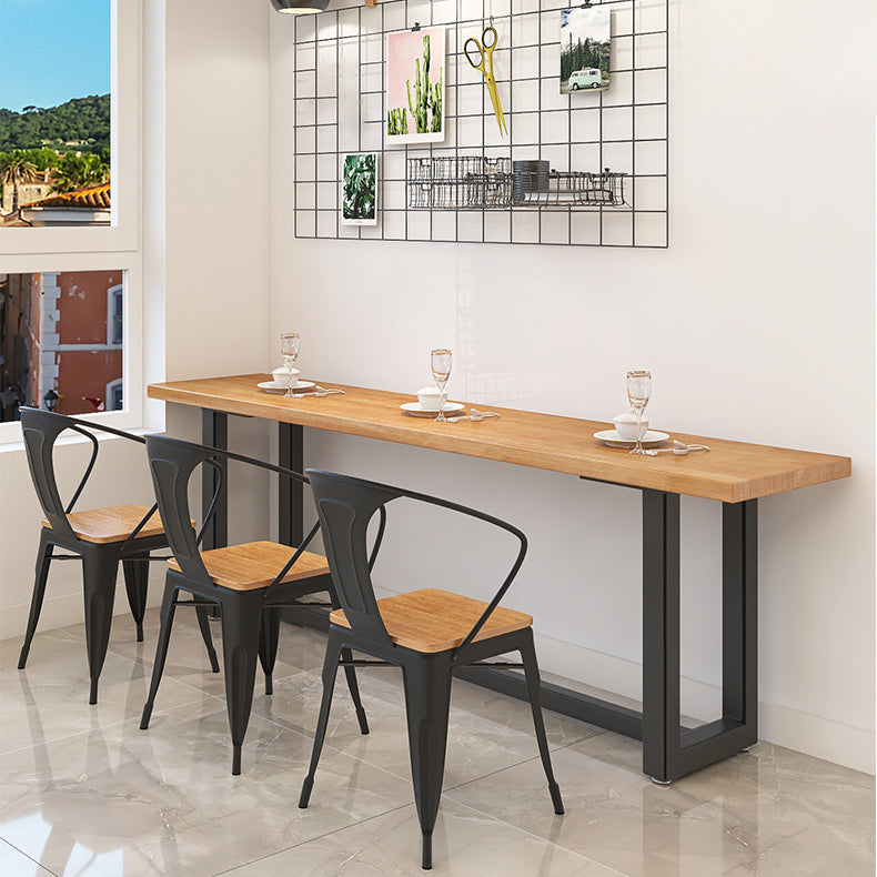 Industrial Trestle Base Dining Table Metal and Wood Dining Table