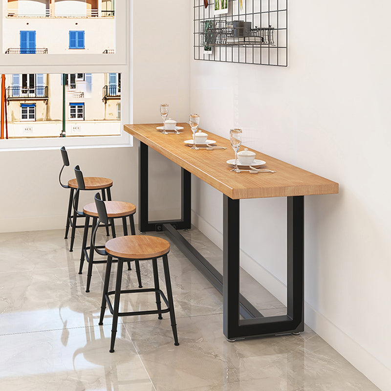 Industrial Trestle Base Dining Table Metal and Wood Dining Table