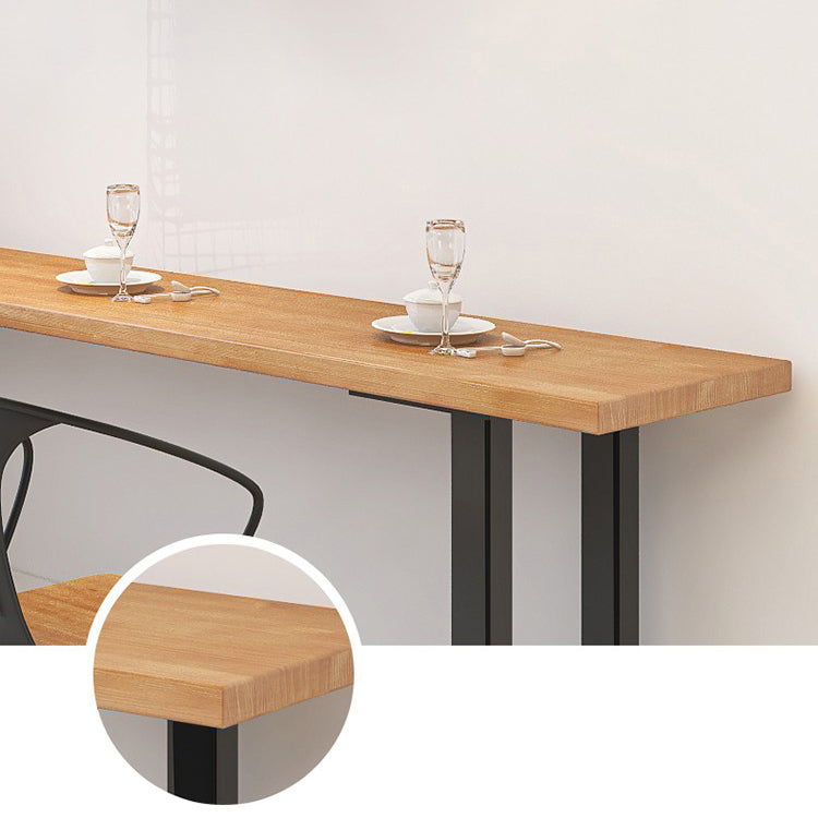 Industrial Trestle Base Dining Table Metal and Wood Dining Table