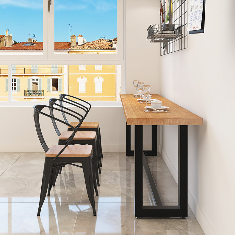 Industrial Trestle Base Dining Table Metal and Wood Dining Table