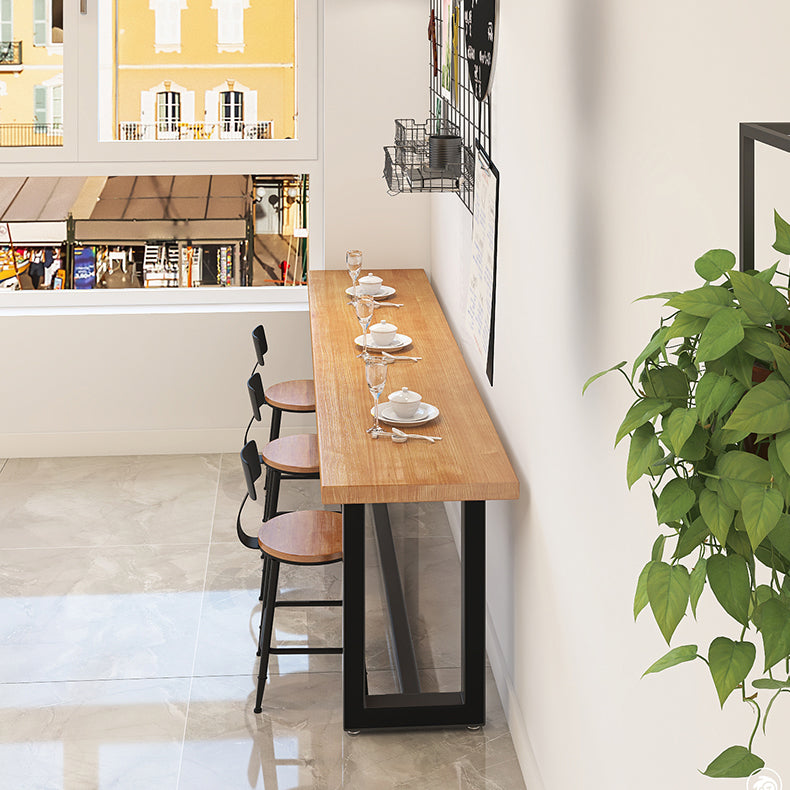 Industrial Trestle Base Dining Table Metal and Wood Dining Table
