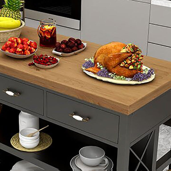 Modern Kitchen Island 3 Drawer Kitchen Island Table with Casters