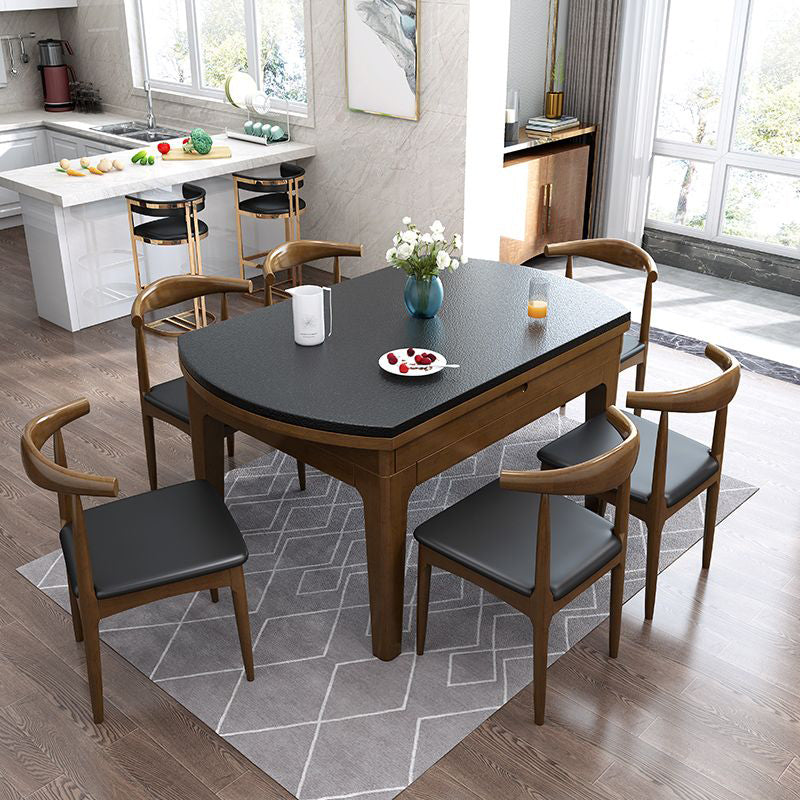 Modern Stone Scalable Dining Table Wood Base for Dining Room