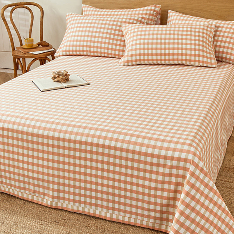 Wrinkle Resistant Sheet Color Block Non-Pilling Breathable Cotton Soft Bed Sheet Set