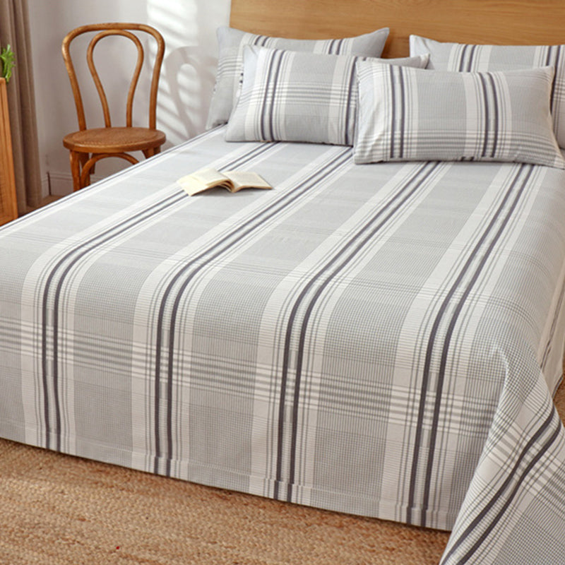 Wrinkle Resistant Sheet Color Block Non-Pilling Breathable Cotton Soft Bed Sheet Set