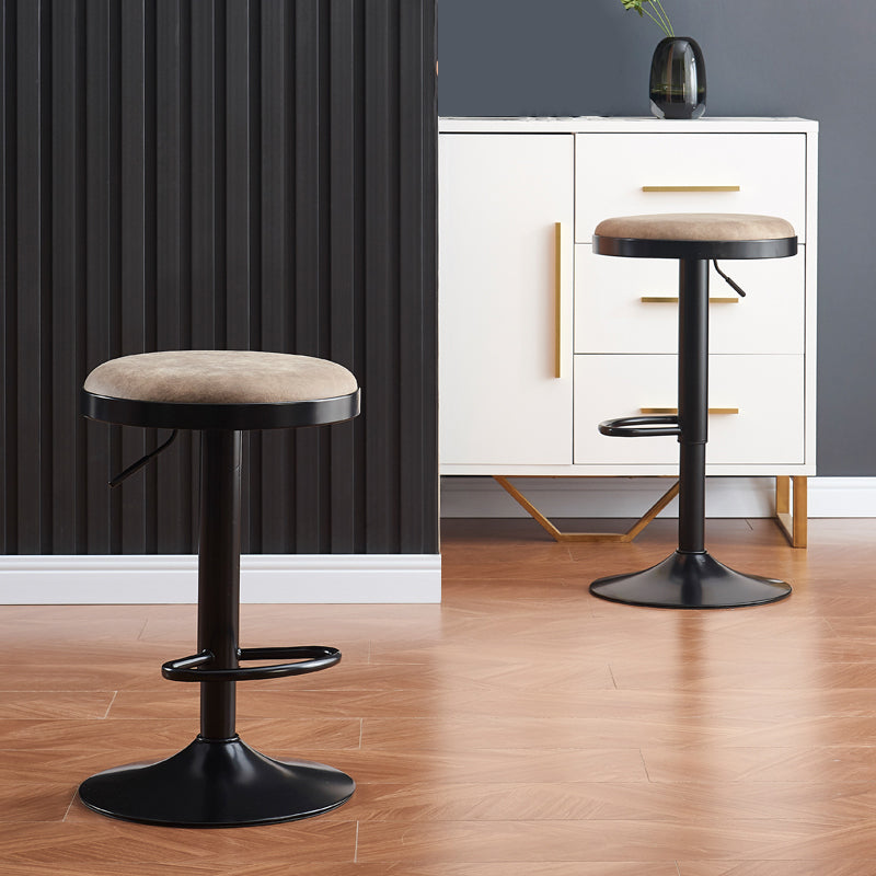 Faux Leather Barstools Adjustable Height Barstools with Footrest