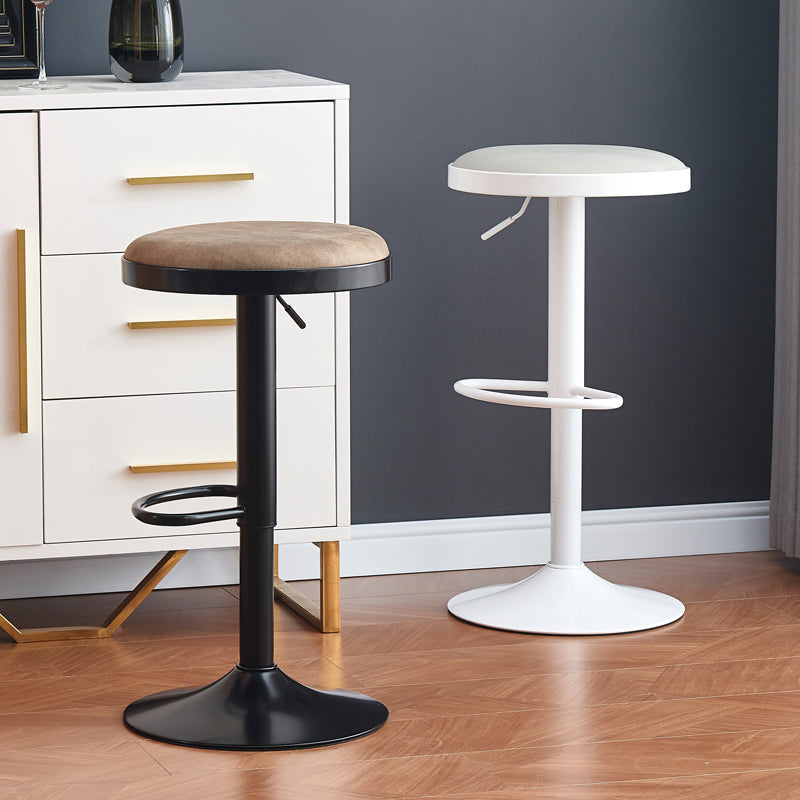 Faux Leather Barstools Adjustable Height Barstools with Footrest