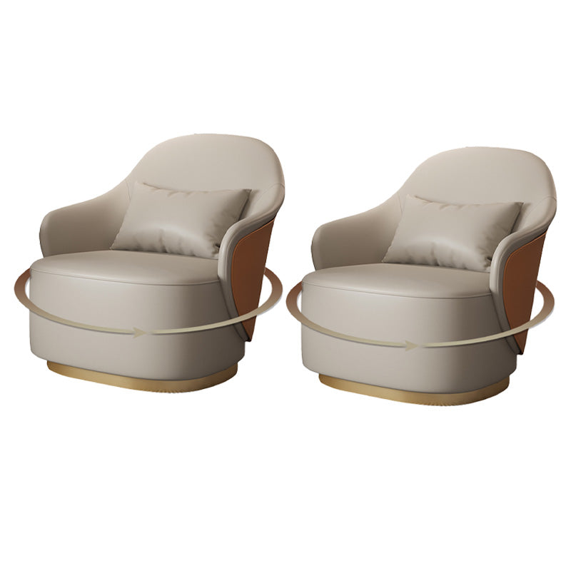 Grey Lounge Chair Arms Included Barrel Chair for Living Room