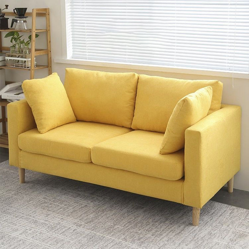 Scandinavian 24.4" Wide Pillows Back Loveseat Square Arm Convertible Sofa