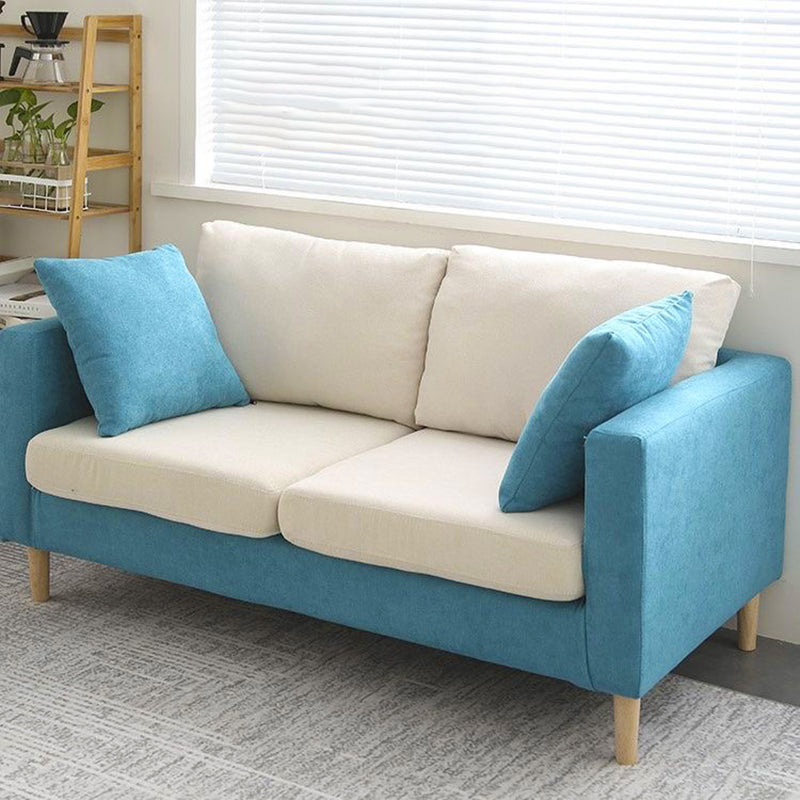 Scandinavian 24.4" Wide Pillows Back Loveseat Square Arm Convertible Sofa