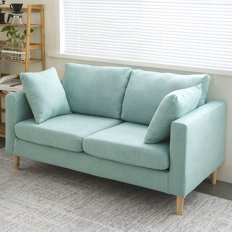 Scandinavian 24.4" Wide Pillows Back Loveseat Square Arm Convertible Sofa