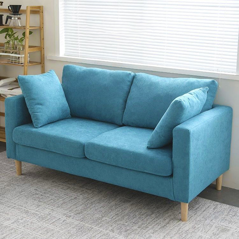 Scandinavian 24.4" Wide Pillows Back Loveseat Square Arm Convertible Sofa
