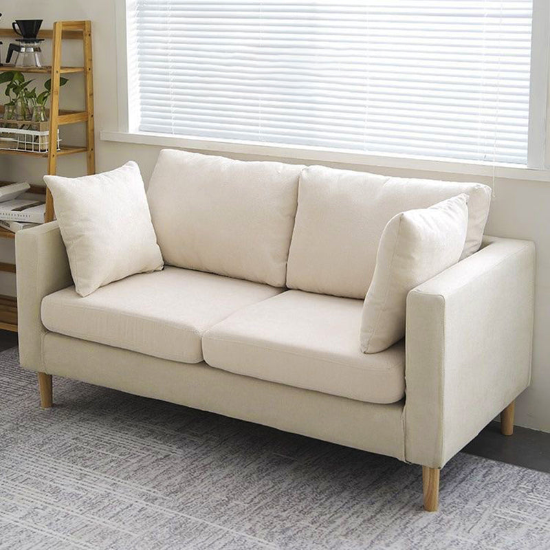 Scandinavian 24.4" Wide Pillows Back Loveseat Square Arm Convertible Sofa