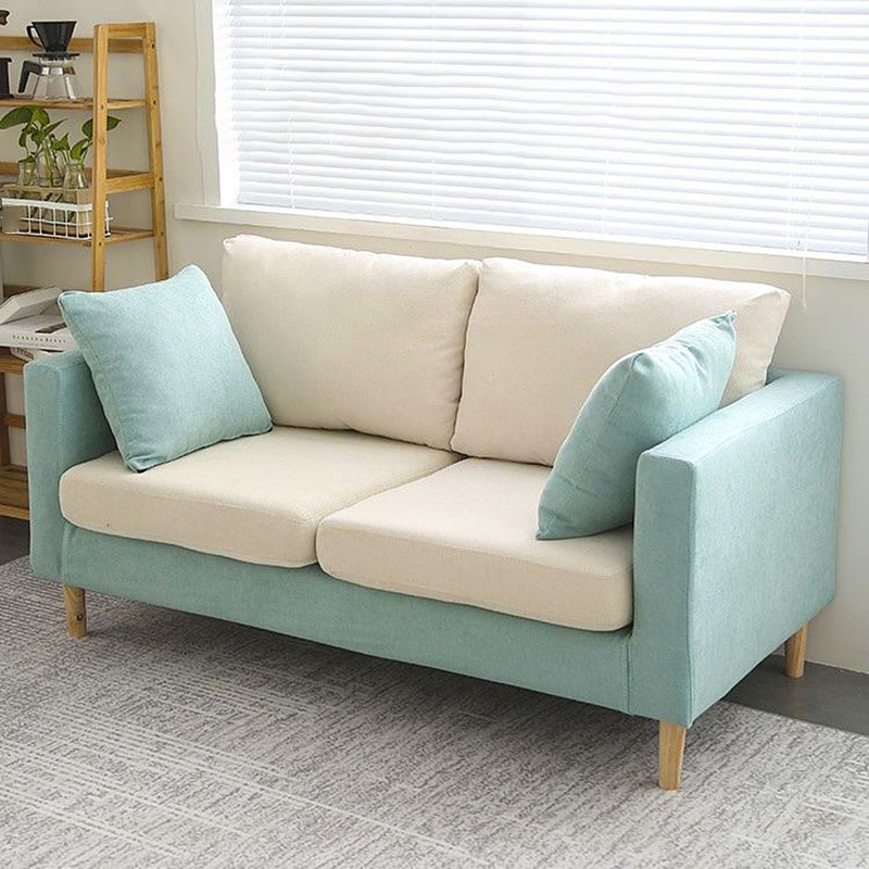 Scandinavian 24.4" Wide Pillows Back Loveseat Square Arm Convertible Sofa
