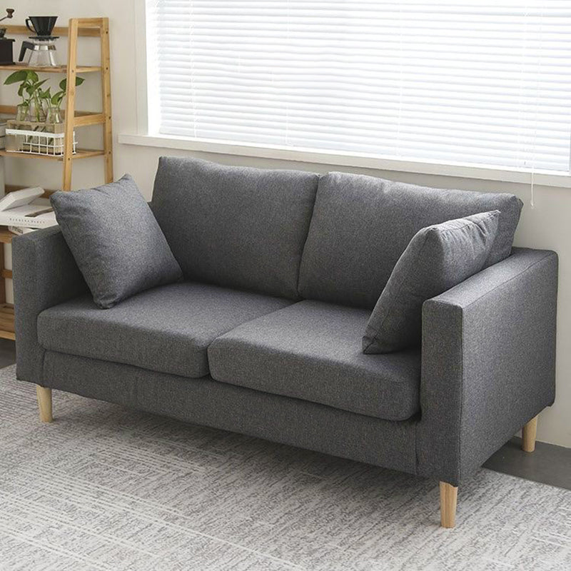 Scandinavian 24.4" Wide Pillows Back Loveseat Square Arm Convertible Sofa