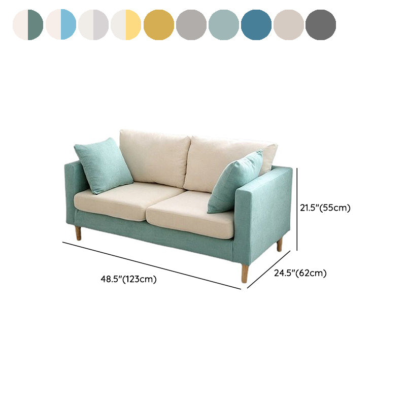 Scandinavian 24.4" Wide Pillows Back Loveseat Square Arm Convertible Sofa