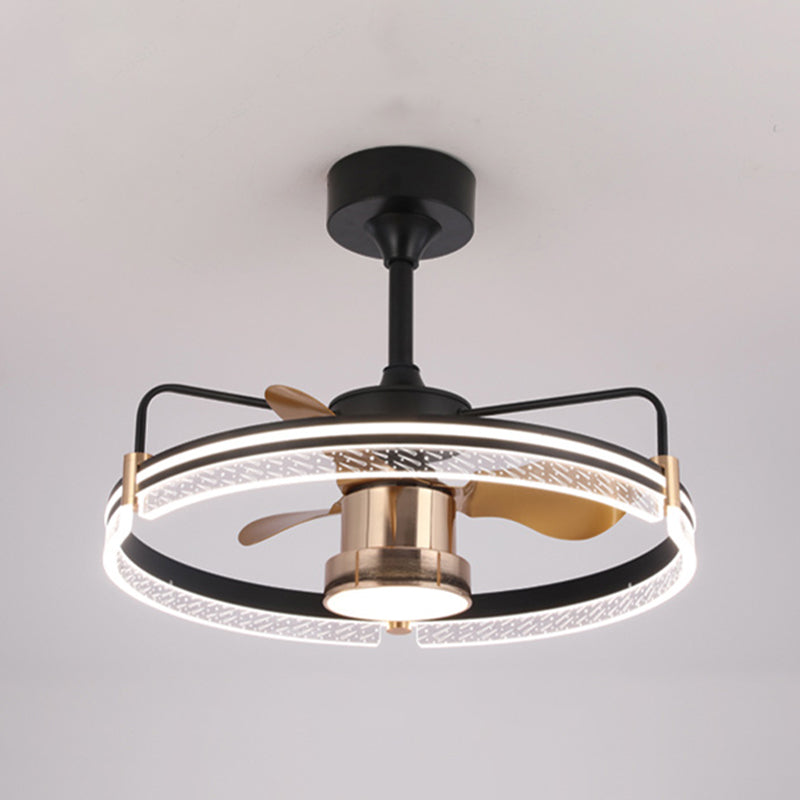 Metal Round Shape Ceiling Fans Modern 2-Lights Ceiling Fan Fixture