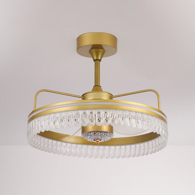 Metal Round Shape Ceiling Fans Modern 2-Lights Ceiling Fan Fixture