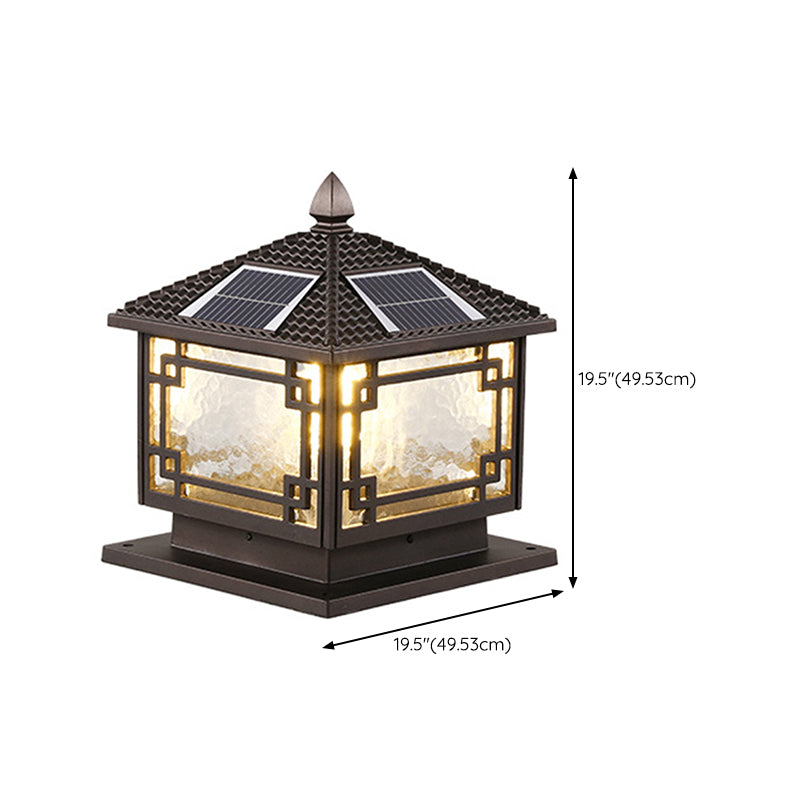 Modern Pillar Light Glass Shade LED Solar Lighting Fixture for Backyard