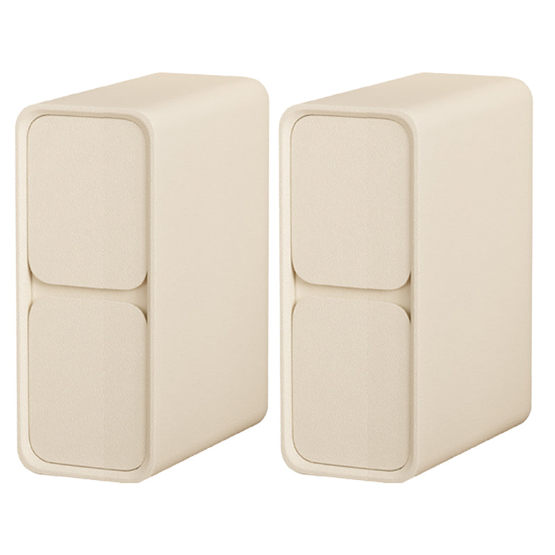 Rectangular 2-Drawer Nightstand Modern Solid Wood & Leather Kids Nightstand