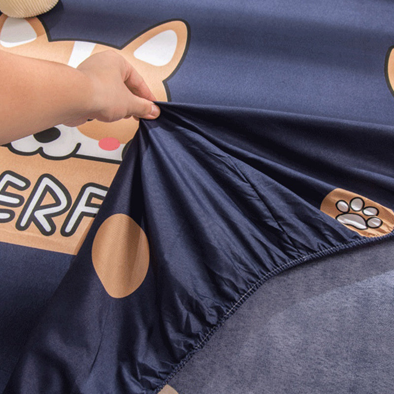 Cartoon Print Bed Sheet Set Modern Cotton Fitted Sheet for Bedroom