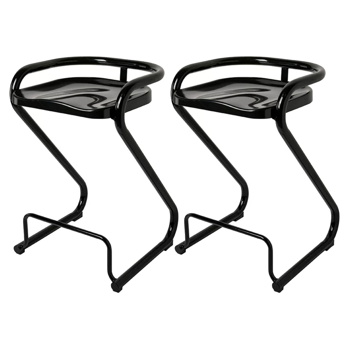 Contoured Seat Dining Stool Low Back Bar Stool with Metal Base
