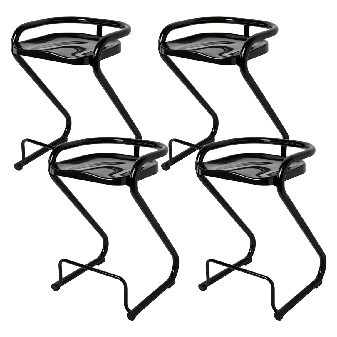 Contoured Seat Dining Stool Low Back Bar Stool with Metal Base