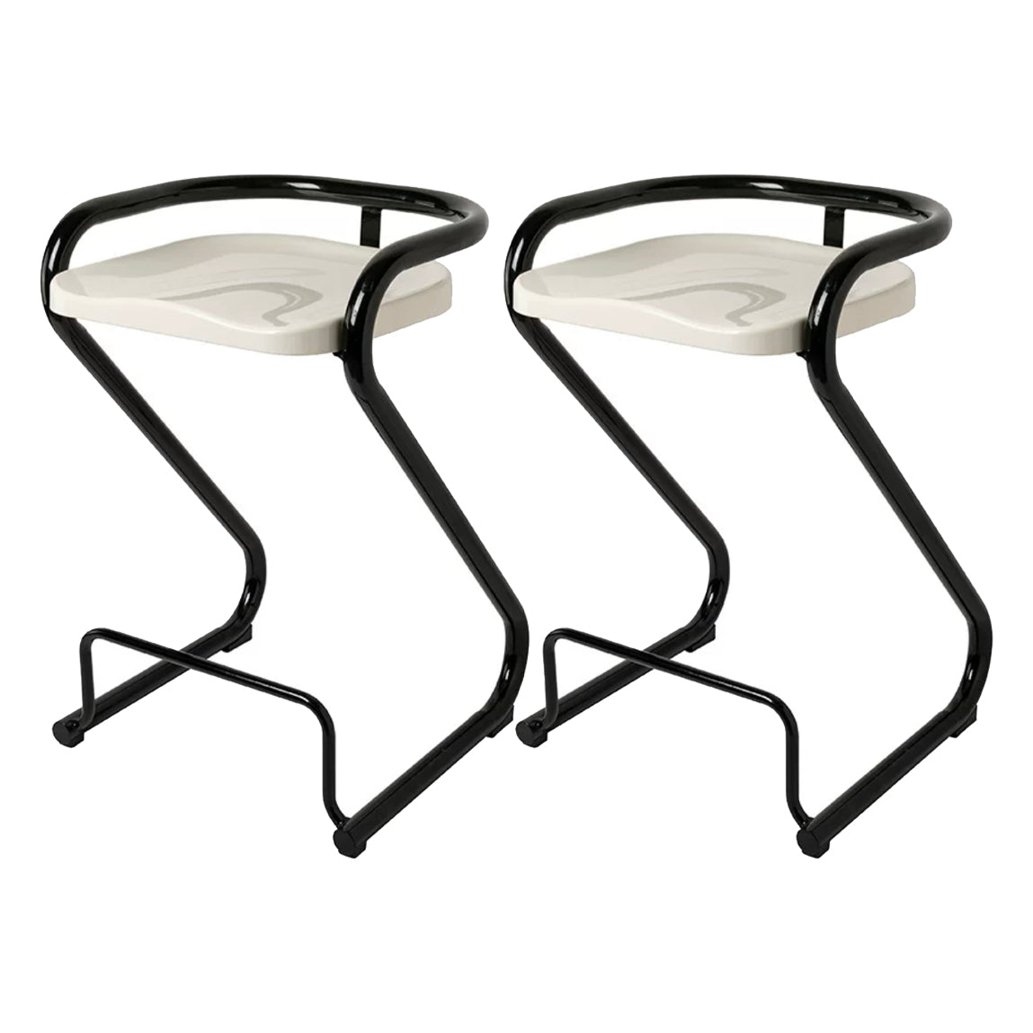 Contoured Seat Dining Stool Low Back Bar Stool with Metal Base
