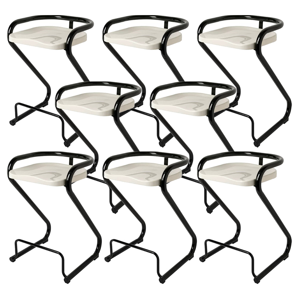Contoured Seat Dining Stool Low Back Bar Stool with Metal Base